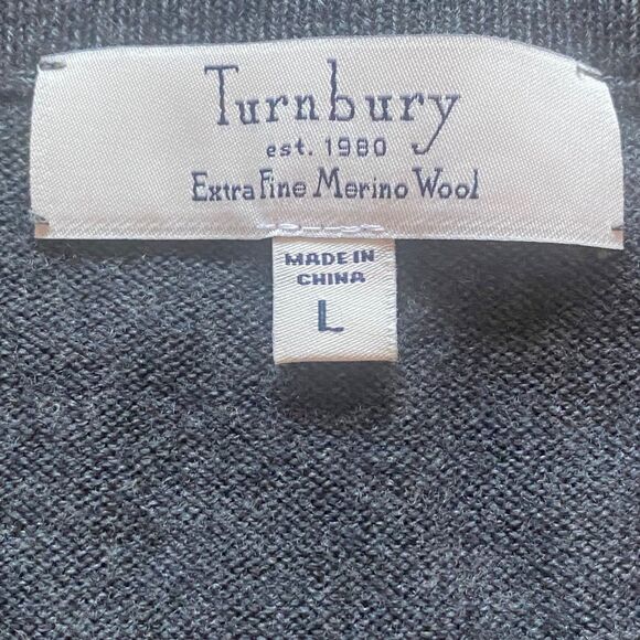 Turnbury 100% Merino Wool Gray Knit Sweater Vest Men’s Size L Sleeveless V-Neck - Picture 3 of 10